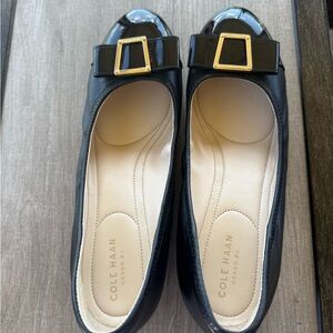 Cole Haan Grand OS Emory Bow Wedge Black Leather Size 8.5